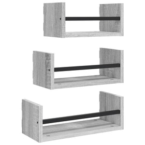 3-tlg Wandregal Set Grau Sonoma