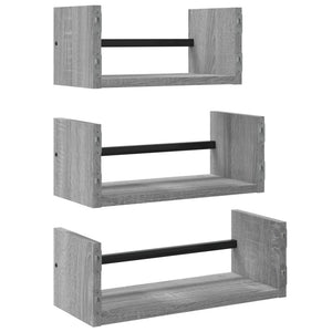 3-tlg Wandregal Set Grau Sonoma