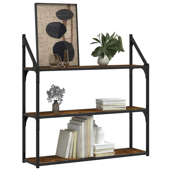 vidaXL Étagère murale 3 compartiments chêne fumé 80x21x78,5 cm bois d'ingénierie