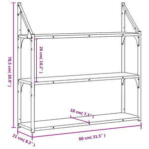 vidaXL Étagère murale 3 compartiments chêne fumé 80x21x78,5 cm bois d'ingénierie