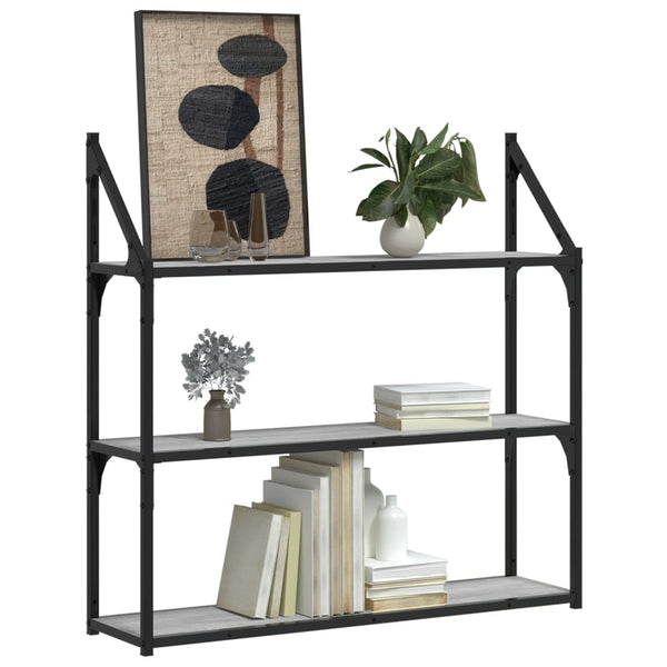 vidaXL Étagère murale 3 compartiments gris Sonoma 80x21x78,5 cm Bois d'ingénierie