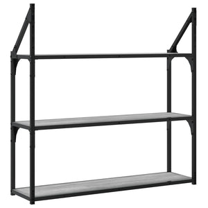 vidaXL Étagère murale 3 compartiments gris Sonoma 80x21x78,5 cm Bois d'ingénierie