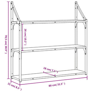 vidaXL Étagère murale 3 compartiments gris Sonoma 80x21x78,5 cm Bois d'ingénierie