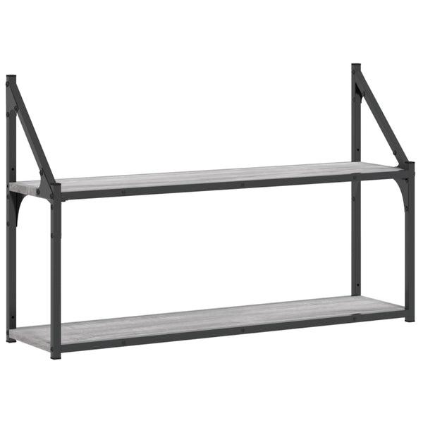 Graues Wandregal mit 2 Fächern, 80 cm