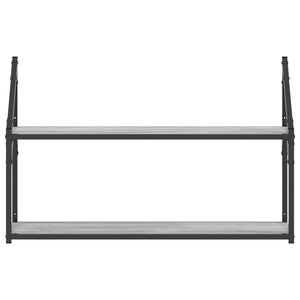 Graues Wandregal mit 2 Fächern, 80 cm