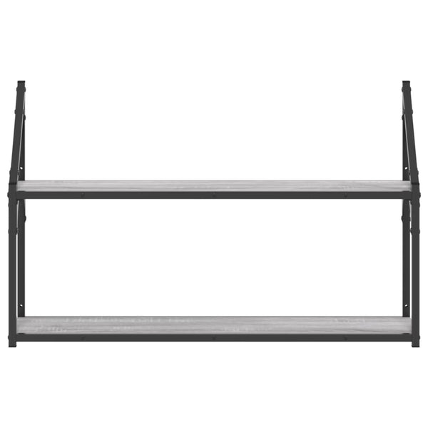 Graues Wandregal mit 2 Fächern, 80 cm