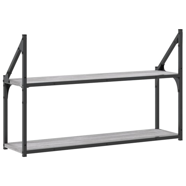 Graues Wandregal mit 2 Fächern, 80 cm