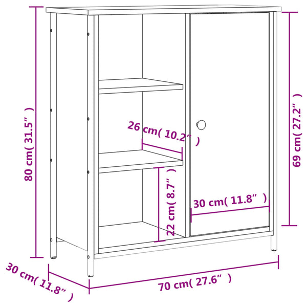 Sideboard Braun Eichen-Optik 70x30x80 cm