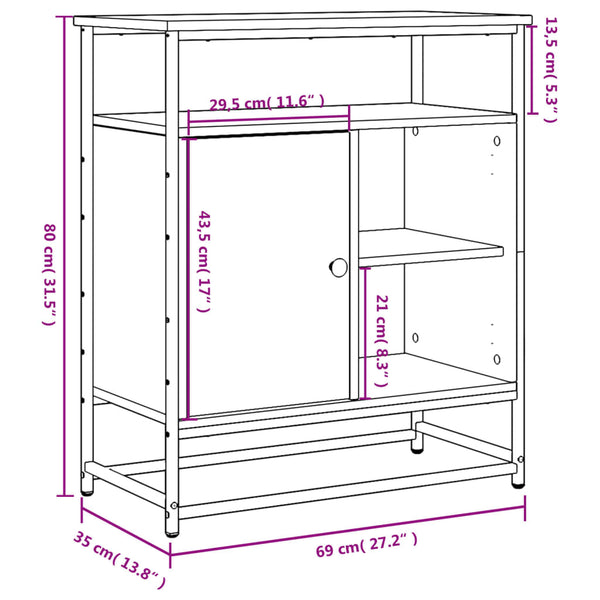 Schwarzes Sideboard 69x35x80 cm