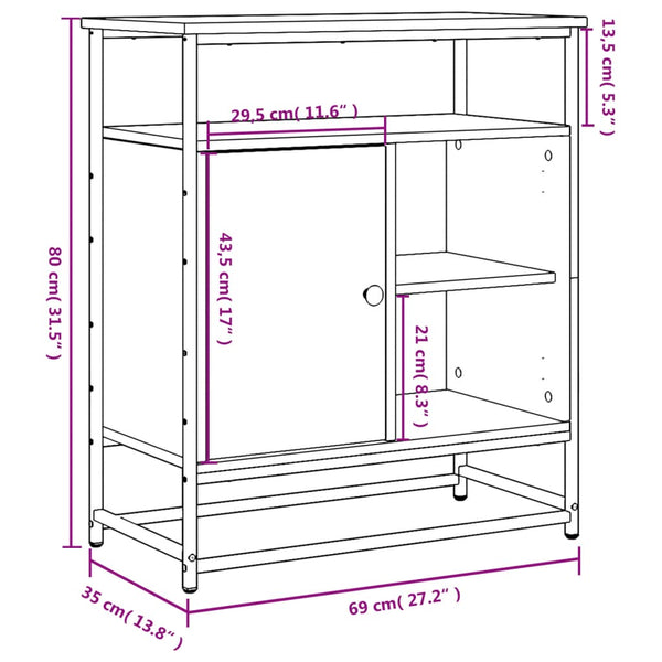 Sideboard Braun Eichen-Optik 69 cm