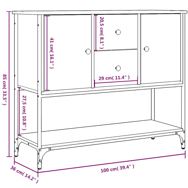 Sideboard Braun Eichen-Optik 100 cm