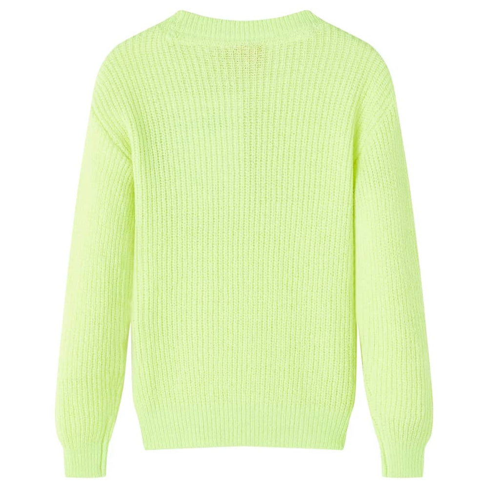 Pull enfant tricoté jaune fluo 128