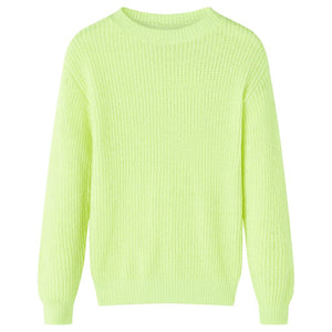 Pull enfant tricoté jaune fluo 140