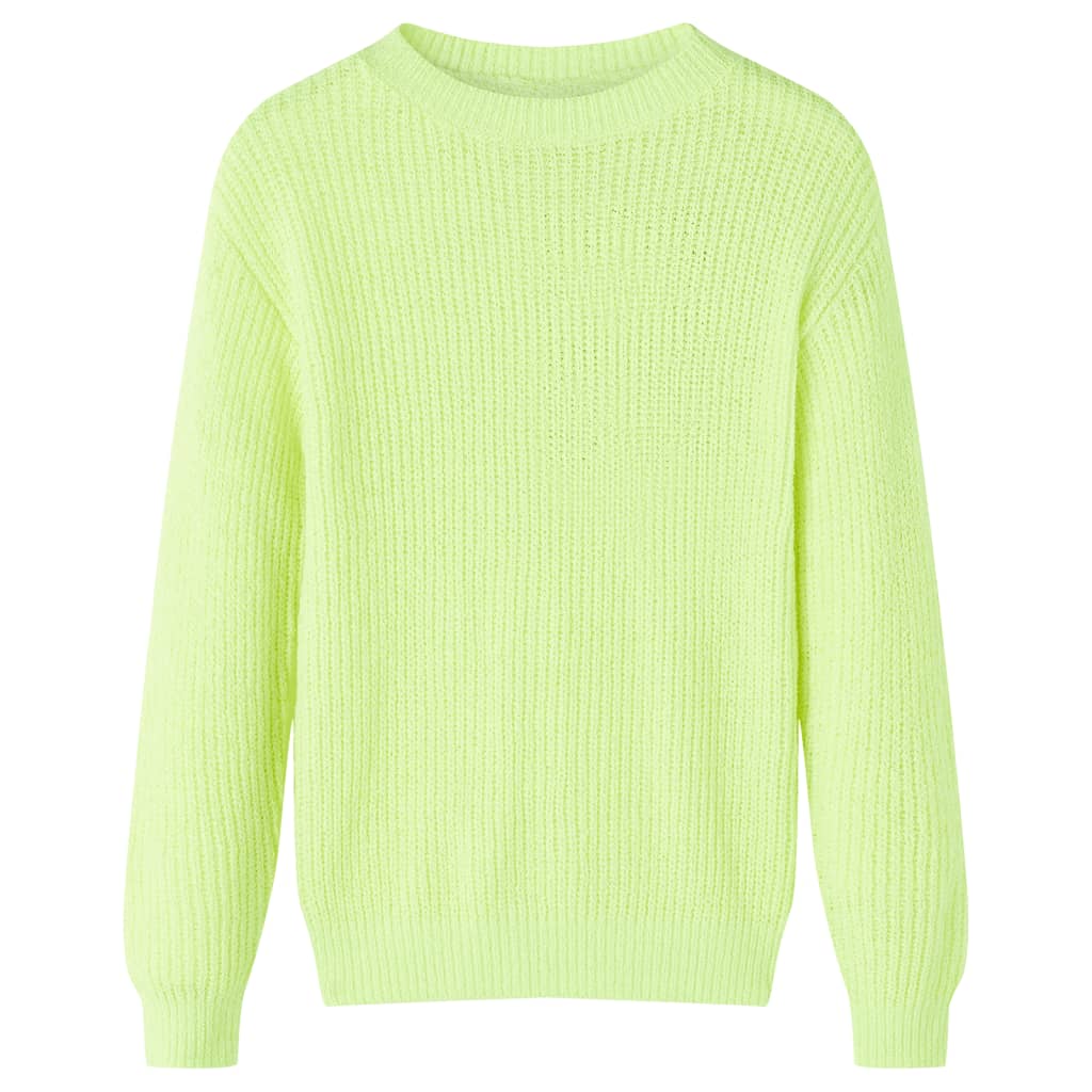 Pull enfant tricoté jaune fluo 140