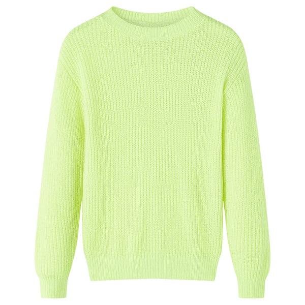 Pull enfant tricoté jaune fluo 140