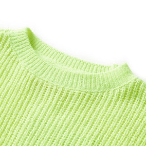 Pull enfant tricoté jaune fluo 140