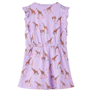 Kinderkleid mit Rüschenärmeln und Taillenband Lila 104