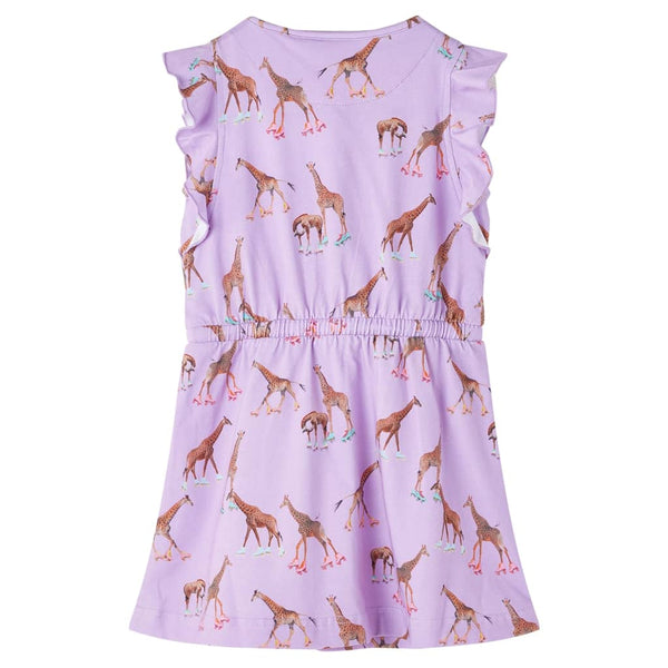 Kinderkleid mit Rüschenärmeln und Taillenband Lila 116