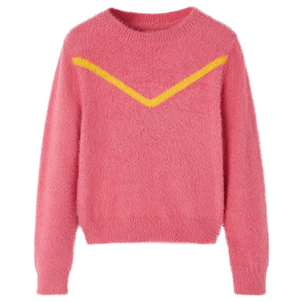 Pull enfant tricoté vieux rose 104