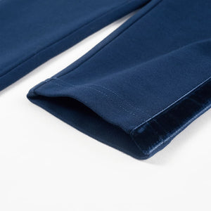 Kinderhose mit Schwarzen Zierleisten Marineblau 140