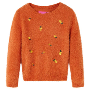 Kinderpullover Gestrickt Dunkelorange 140