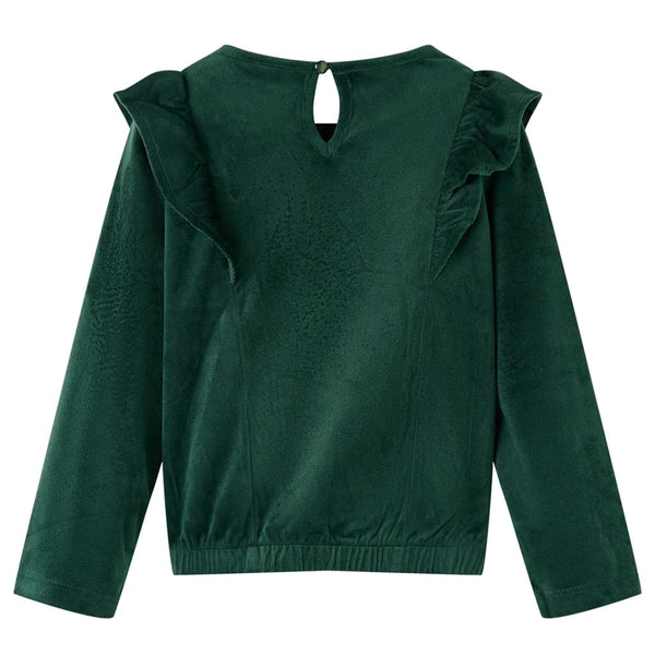 Kinderbluse mit Rüschen Dunkelgrün 128