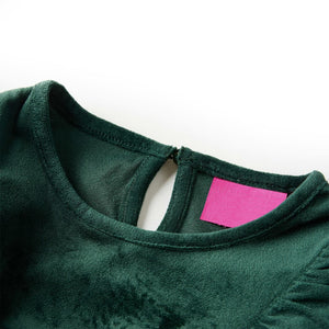 Kinderbluse mit Rüschen Dunkelgrün 128