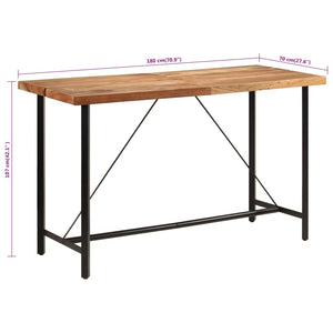 Akazie Bartisch 180 cm mit Eisengestell