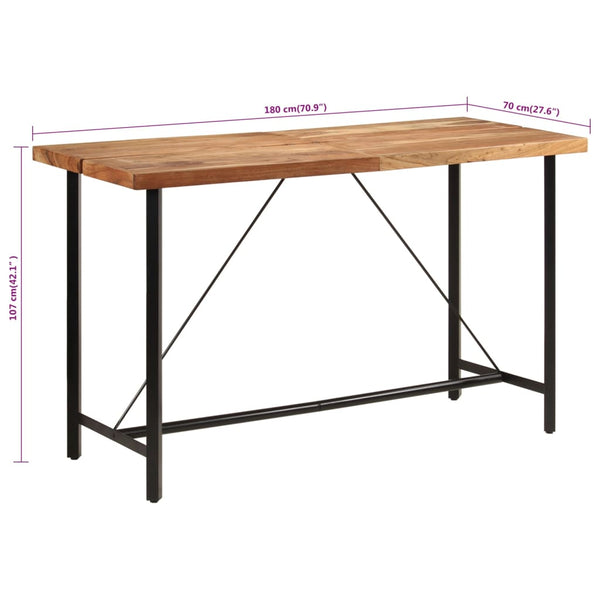 Akazie Bartisch 180 cm mit Eisengestell