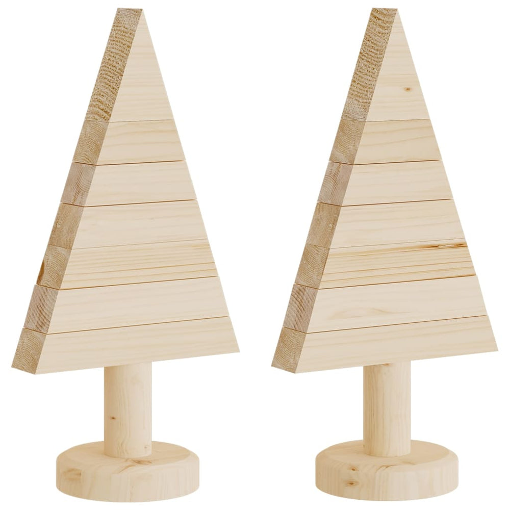 2er Set Deko-Weihnachtsbäume aus Kiefernholz
