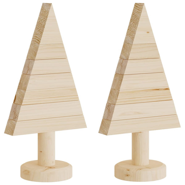 2er Set Deko-Weihnachtsbäume aus Kiefernholz
