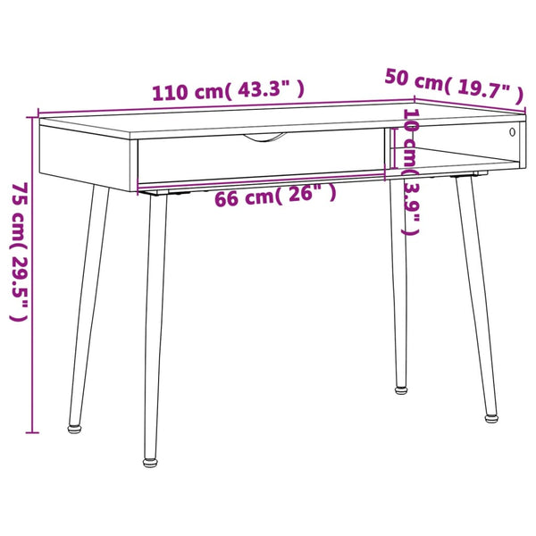Computertisch Braun mit Schublade 110x50 cm