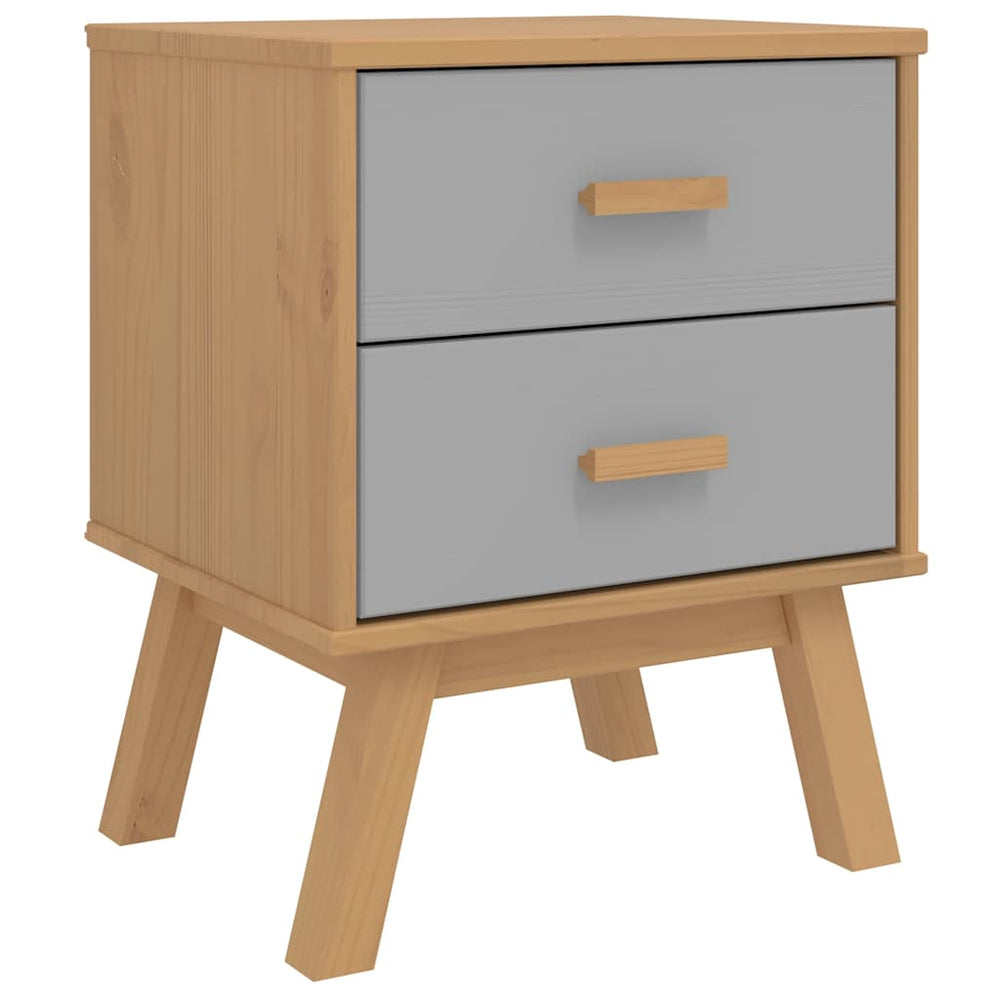 vidaXL Bedside Cabinet OLDEN Grey and Brown Solid Pine Wood
