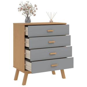 Schubladenschrank OLDEN Kiefer Massivholz Grau Braun