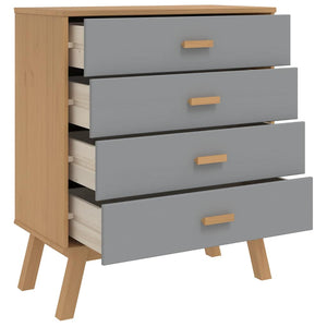 Schubladenschrank OLDEN Kiefer Massivholz Grau Braun