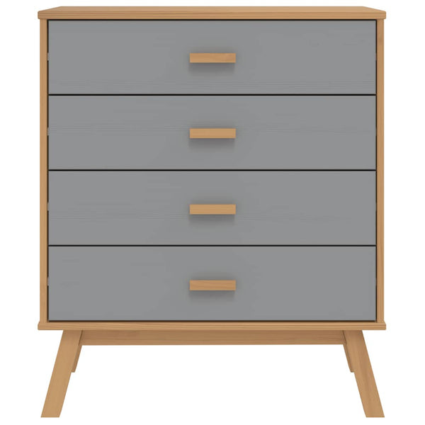 Schubladenschrank OLDEN Kiefer Massivholz Grau Braun