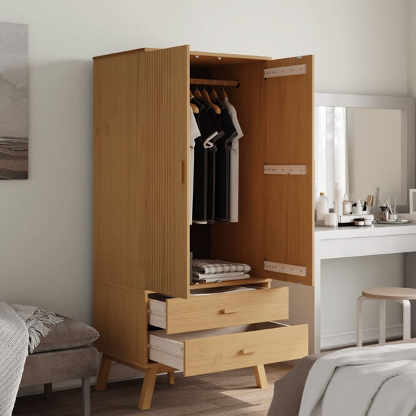 Kleiderschrank Kiefer Massivholz Braun 172cm