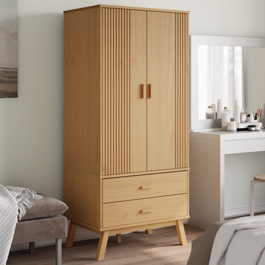 Kleiderschrank Kiefer Massivholz Braun 172cm
