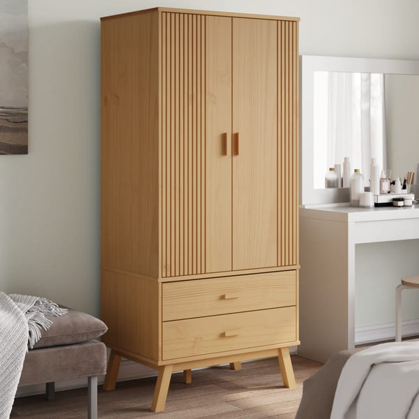 Kleiderschrank Kiefer Massivholz Braun 172cm