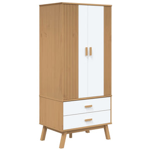 Kleiderschrank Kiefer Massivholz Weiß Braun 172cm