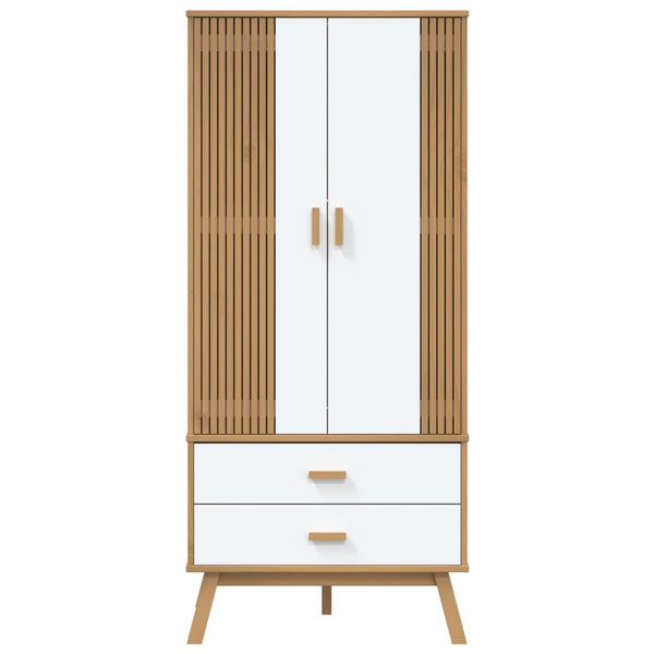 Kleiderschrank Kiefer Massivholz Weiß Braun 172cm