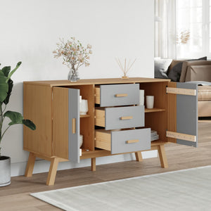 Sideboard OLDEN Grau Braun Kiefer Massivholz 114cm