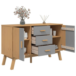 Sideboard OLDEN Grau Braun Kiefer Massivholz 114cm