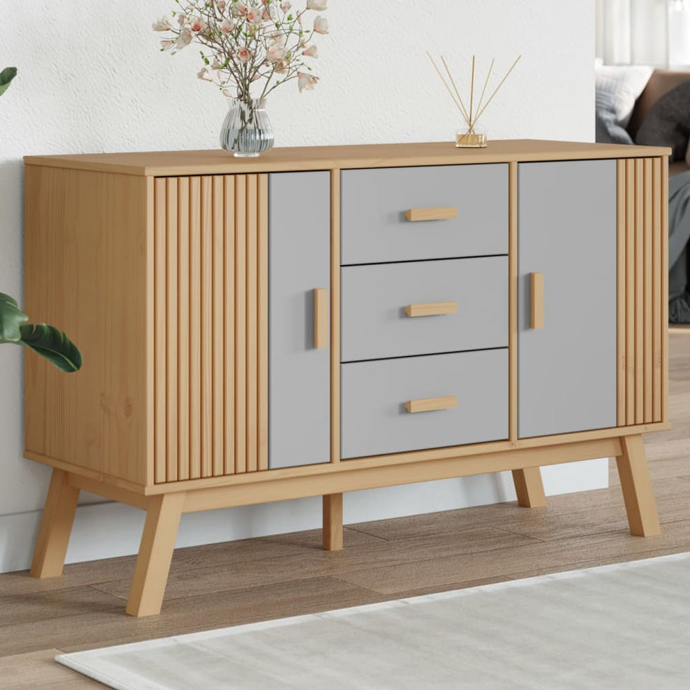 vidaXL Sideboard OLDEN Grey and Brown 114x43x73.5 cm Solid Pine Wood
