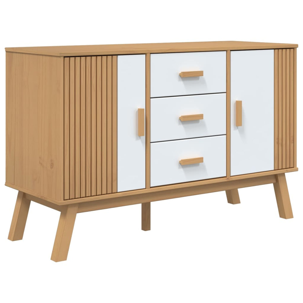 vidaXL Sideboard OLDEN White and Brown 114x43x73.5 cm Solid Pine Wood