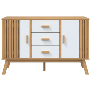 Sideboard Kiefer Massivholz Weiß/Braun 114cm
