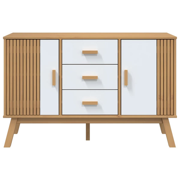 Sideboard Kiefer Massivholz Weiß/Braun 114cm