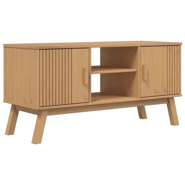 TV-Schrank Kiefer Massivholz Braun 114 cm