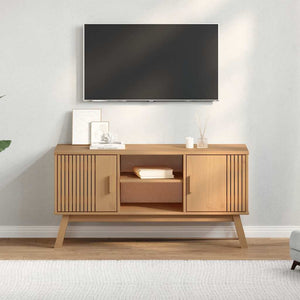 TV-Schrank Kiefer Massivholz Braun 114 cm
