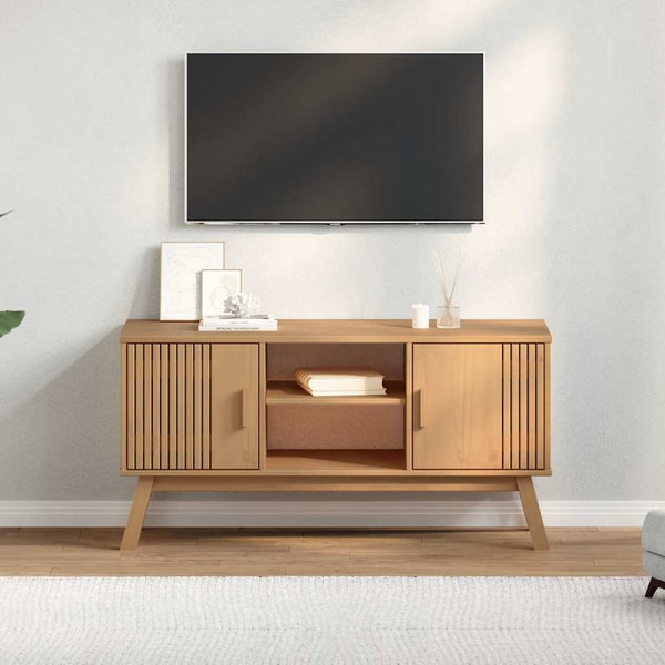 TV-Schrank Kiefer Massivholz Braun 114 cm